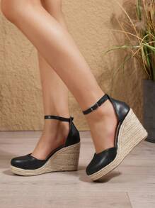 Women's Hot-Selling Black Outdoor New Versatile Comfortable Resort-Style Viral Rope Thick-Soled Shoes