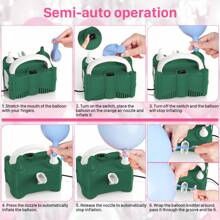 Bomba eléctrica para globos, inflador eléctrico portátil para globos, decoración de fiesta de cumpleaños con bomba de aire (220V-240V 400W), apta para inflar globos de fiesta (Verde)