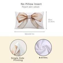 1pc Minimalist Beige Bow Cushion Cover, Single-Side Print Soft Peach Velvet Material, 30*50CM Pillow Sham Suitable For Indoor Decor, Party Decor, Decorative Pillow Cover Gift