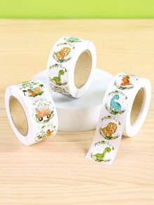 500pcs/Roll Cartoon Dinosaur Round Stickers, Roaring Dinosaur Party Favor Stickers, Teacher Reward Stickers, Gift Packaging Supplies, Gift Packaging Labels, Dinosaur Theme Birthday Party Supplies - Multicolor - View 5