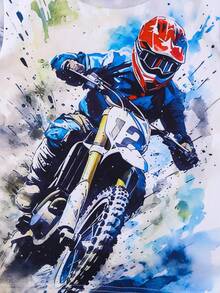 1pc Boys' Casual Tie Dye Motorcycle Print T-Shirt - Multicolor - View 6