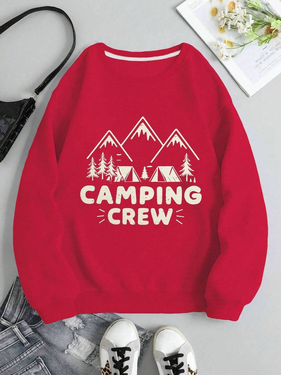 CAMPING CREW Women's Fashion Sweatshirts - Red - View 1