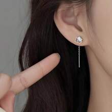 1 Par de Brincos de Pressão Geométricos Simples com Strass, Adequados para Mulheres em Feriados, Festas e Casamentos