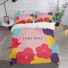 3 pezzi Biancheria da letto personalizzata, set copripiumino personalizzato con nome 1 copripiumino + 2 federe, copripiumino personalizzato, stile moderno, disponibile in diverse misure, adatto per ragazzi e ragazze/bambini/famiglie/regali