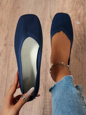 女士舒适透气平底鞋，户外时尚芭蕾拼布一脚蹬乐福鞋