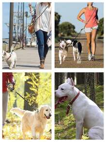 1pc Nylon Material 2-Way Glow-In-The-Dark Pet Leash, Double-Ended Dog Walking Leash Frees Up Hands For Jogging & Walking, Suitable For 2 Pets