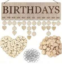 1 set Calendrier d'anniversaire en bois, tableau d'affichage des anniversaires familiaux avec étiquettes, adapté pour la maison, la salle de classe, le bureau. Idée de cadeau personnalisé pour maman, professeur, grand-mère - couleur du bois - Voir 2