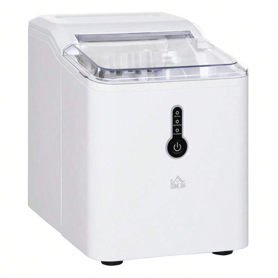 HOMCOM Ice Maker Machine, 1.5L Countertop Ice Cube Maker With Self-Cleaning, 9 Cubes Ready In 8 Mins, 12kg In 24 Hrs, No Plumbing With Basket, White