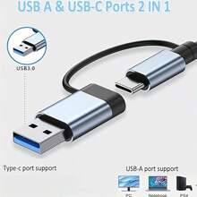 7-In-1 USB HUB With USB-C/USB3.0 Dual Interface, USB Splitter With 1 USB 3.0, 4 USB 2.0 And 2 USB-C Ports, For Electronics/PCs/Laptops And Accessories/Peripherals, Aluminum Alloy Body