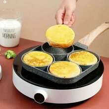 Nueva máquina para hamburguesas con huevo frito, sartén antiadherente de fondo plano pequeña para el hogar, sartén para hamburguesa de desayuno con huevo y panqueques, sartén para cuatro panqueques apta para cocina eléctrica y de gas universal