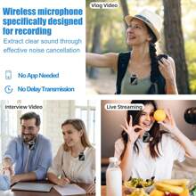 Wireless Microphone For IPhone,For Android,For Camera,Microphone,Wireless Lavalier Microphone,Mini Microphone,Noise Canceling Lapel Mic For Interview Video Podcast