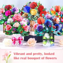 1pc 13-Inch Paper Flower Bouquet Greeting Card With Blank Note Card And Envelope, Ideal Gift For Celebrating Love, Birthday, Anniversary, Special Occasions, Valentine's Day,Back To School,School Supplies
