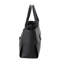 Living And Home PU Leather Tote Bag With Patchwork Design (40cm) & Bonus Zippered Pouch - Black - View 6