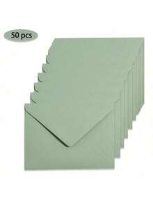 SHEN50 Pieces Of Sage Green Envelopes -A7 Envelopes, Greeting Card Envelopes - Inches, For 5 X 7 Back-To-School Event Invitation Cards, Greeting Cards, Birthday Party Invitation Cards. - Green - View 9