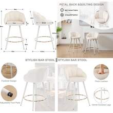 Chairus Velvet Bar Stools Set Of 2 Kitchen Counter Stools Upholstered Breakfast Bar Chairs With Legs - Beige - View 7