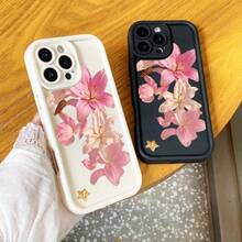 Pink Flower Design Pattern Printing Mobile Phone Case Is Suitable For IPhone16 15 14 13 12ProMAX Soft Edge 11 Shock-Proof Protective Case, Suitable For Gifts For Male And Girlfriend - White - View 5