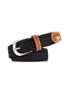 1 件青少年多色编织弹力腰带弹力帆布编织腰带适用于牛仔裤