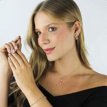 18k Gold Plated Semi-Jewelry Kit - Set With Bracelet, Chain, Pendant And Heart Earrings - 淺粉色 - 查看 1