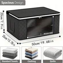 Bolsa de almacenamiento plegable con asas, ventana transparente, adecuada para ropa de cama, ropa y talla grande, organizador de almacenamiento doméstico de uso múltiple