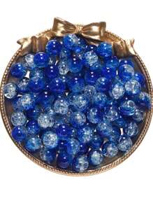 50 pièces de perles de verre craquelées en forme de flocon de neige noires et bleu foncé de 10 mm - idéales pour la conception de bijoux, bracelets, bracelets d'amitié, colliers, boucles d'oreilles, porte-clés et charms de téléphone, fournitures de bijouterie DIY | Design de perles élégant | Finition brillante