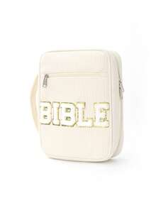 1pc Women's Plus Size Letter Embroidered Multifunctional Bible Bag, Shoulder Bag, Bible Tote Bag With Strap, Bible Bookmark Box, Suitable For Girls, Ladies For Daily Use, Worship Activities, Gift For Kids, Parents As Holiday Gift (Pens And Notebooks Not Included, Please Check Product Size In The Image)