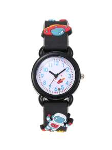 1 pezzo Orologio al quarzo con quadrante rotondo con numeri arabi e stampa 3D in silicone, color macaron, adatto come regalo di compleanno, laurea e uso quotidiano