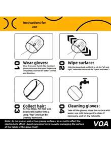 2pcs/1pc Pet Anti-Static Hair Removal Gloves, Cat Hair Remover Brush, Pet Hair Remover Roller For Clothes, Bedding, Sofa, Carpets - Pet Grooming Essential