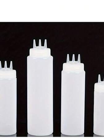 1/3 piezas Botellas exprimidoras triple orificio para salsas y ensaladas, botella exprimidora de salsa, dispensador de condimentos de uso múltiple, aceitera y vinagrera para uso en cocina, botella para condimentar con boquilla, utensilios de cocina, suministros de cocina, artículos de cocina