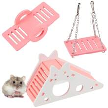 Wooden Hamster House DIY Wooden Hamster Sleeping Bed Hamster Hideout For Home Store Shop,Suitable For Small Anima