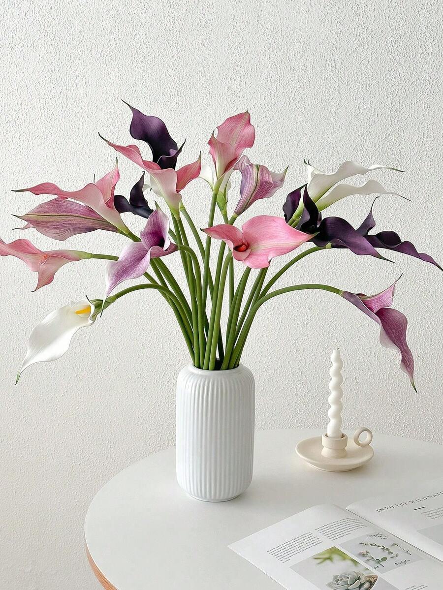 1PC/3PCS High Quality Simulation Calla Lily Home Decoration Flower Living Room Decoration Fake Flower Garden Party Decoration Simulation Flower Simulation Plant - Multicolor - View 1