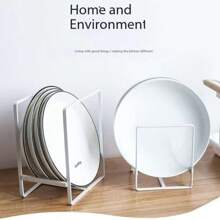 A Black And White Simple And Fresh Kitchen Plate, Dining Plate, Tableware, Dish, Dish Drain Storage Rack, Household Sorting Plate, Dish Tableware, Bowl, Plate, Cabinet Built-In Rack, Kitchen Plate Drain Rack, Dish Rack, Dish Storage Rack, Household 1PC
