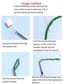 1 Set 3 Interchangeable Embroidery Needles With Threader, Wooden Handle Embroidery Needle Kit, Cross Stitch Embroidery Tools, DIY Craft Needles, Sewing And Handicraft Art Supplies