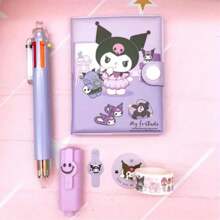 Sanrio Conjunto de papelaria Sanrio Hello Kitty & Friends - 1 peça - Mini bloco de notas pautado com caneta marca-texto e fita adesiva, presente perfeito para estudantes, Kuromi, coisas da Kuromi, brinquedos, volta às aulas