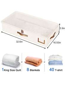 Fabric Foldable Storage Bags For Household, Clothes Blanket Organizer Box With Transparent Window, Durable Material For Sweaters, Jackets, T-Shirts, Blankets