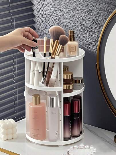 360 Degree Rotating Acrylic Makeup Organizer Storage Rack, Cosmetic Display Stand For Vanity,For Holiday Beach, Bathroom Collection, Bedroom Collection, Large Capacity
