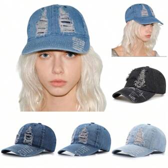 1PC Original Classic Trucker Low Profile Hat Men Women Baseball Cap Dad Hat Adjustable Unconstructed Plain Cap Retro Denim Visors