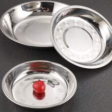 2pcs/6pcs High Quality Reusable Thick Stainless Steel Round Plates, Household Round Dish, Flat Plate, Tray, Soup Plate, Vegetable Plate, Round Plate, Fruit Plate, Barbecue Plate - Multicolor - View 1