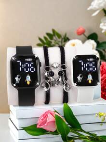 4 件/套 2 件电子数字手表和 2 件宇航员/手链，适合节日、生日等场合，兄弟佩戴，可作为学校毕业礼物、情人节、返校节、圣诞节、万圣节，适合日常佩戴，相当受欢迎 - 彩色 - 查看 12