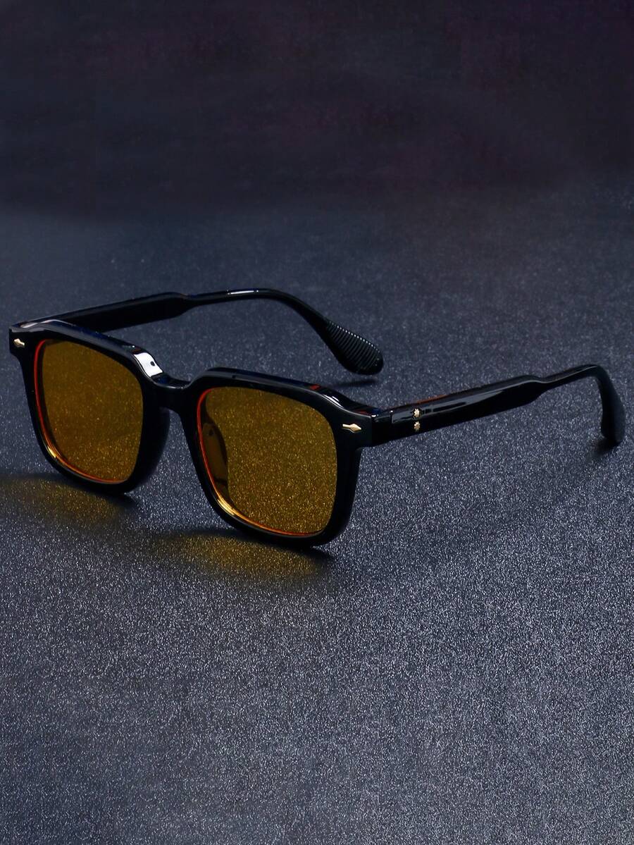 New Vintage Classic Square Small Frame Fashion Glasses, Unisex Simple Versatile High-End Casual, Daily, Party, Street Style Fashion Glasses, Suitable For Everyday Wear - Multicolor - View 1