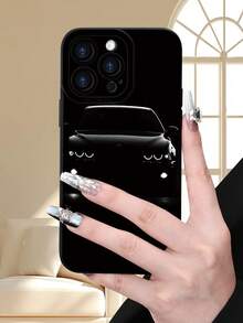 1 pièce Étui de protection intégrale compatible avec 16/15/14/13/12/11/Pro/ProMax/X/XR/XS/XSMAX/7/8/PLUS et modèles. Motif 2D imprimé de voiture noire cool et , de style sophistiqué et créatif haut de gamme. Convient pour offrir à des aînés, amis, famille, couples, pour un anniversaire, les fêtes. Étui doux mat noir, résistant à l'eau, aux chocs et aux rayures. - Noir - Voir 5