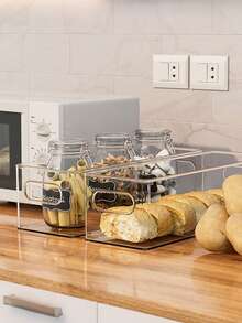 1/2 Pieces Transparent Drawer Storage Box, Cutlery Storage Basket, Stackable Desktop Storage Box, Kitchen Cabinet Cutlery Storage, Classified Storage Box, Forks, Spoons, Dishes, Chopsticks, Baking Tools, Simple And Multifunctional Large Capacity Storage Rack - Clear - View 7