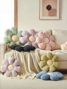 Flower Shaped Throw Pillow,Soft Daisy Pillow With Decorative Pillows For Bed Couch Chair Floor, Flower Plush Pillows For Living Room Bed Room Seat Cushion - Beige Powder Core - View 5