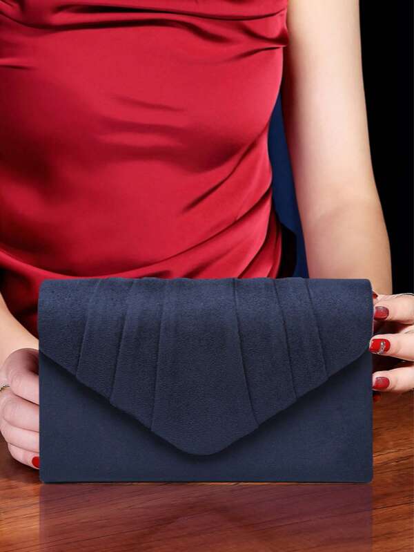 This Is A Clutch Evening Bag, With Convenient Open And Close Design, And Enough Interior Space To Hold Items Like Phone, Bank Cards Etc. It Is Made Of Eye-Catching Navy Blue Velvet Material With Unique Crinkle Texture, Fashionable And Attractive, Suitable For Use In Parties, Concerts, Fashion Events, Can Easily Enhance Your Outfit