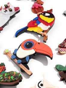 1 件时尚可爱的亚克力手工鹦鹉、猫头鹰、鸟系列胸针适合女性日常佩戴 - 壓克力拼接鳥系列胸針 - 查看 6