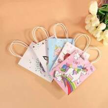 15pcs/Unicorn Rainbow Pony Cartoon Packaging Bag Cartoon Kraft Paper Cute Handheld Gift Bag