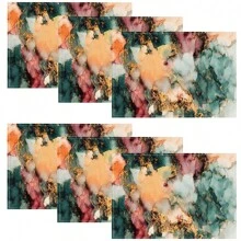 1/4/6/8/12 件亚麻餐桌垫，可水洗印花餐垫，表面保护垫，室内外餐桌垫，适用于节日派对、厨房餐桌装饰 - 彩色 - 查看 15