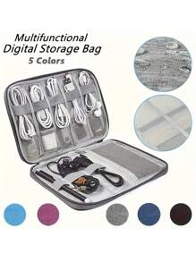 Travel Organizer Pouch With 8 Elastic Bands, Can Hold Data Cables, Earphones, USB Drives, Memory Cards And Other Electronic Accessories, Mesh Pockets For Chargers And Other Electronics Back To School