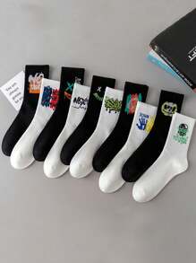 10 pares de calcetines de media caña coloridos y variados para niños, que absorben la humedad y son transpirables, versátiles calcetines altos para niños