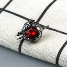 1pc Vintage Style Red Gem Crow Brooch, A Fine Collectible Feature For Anime/Game Fans And Gift, Also Suitable For Party/Holiday Wear And As Valentine's Day Present