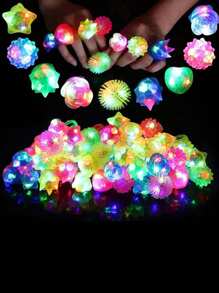 10-Pack LED Jelly Light-Up Rings - Flashing Bumpy Rings, Neon Glow Party Favors For Teens And Adults, Synthetic Rubber Rave Accessories, Stretchy And Soft